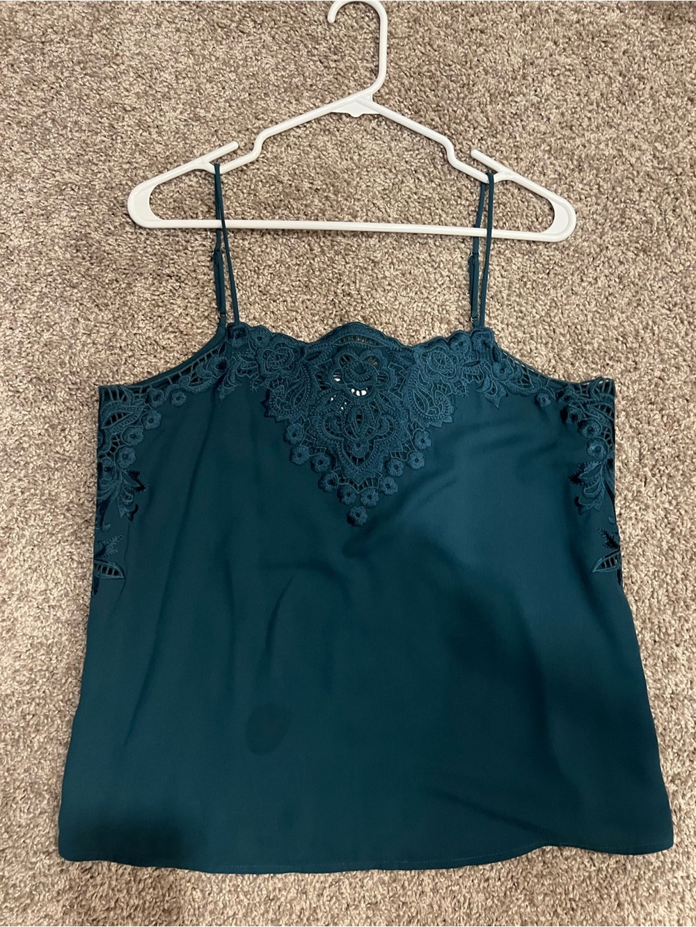 CAbi Teal Lace-Trim Camisole